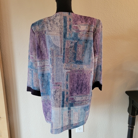VTG LADY CAROL PETITES  Purple Blue Open Front Cardigan Sheer - Picture 6 of 10